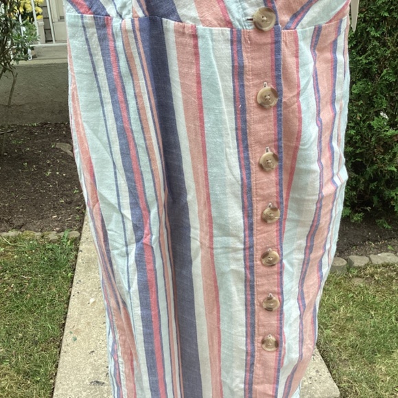 Sandy and Sid women's striped Sun dress large lined ribbed back spaghetti strap - Picture 6 of 12